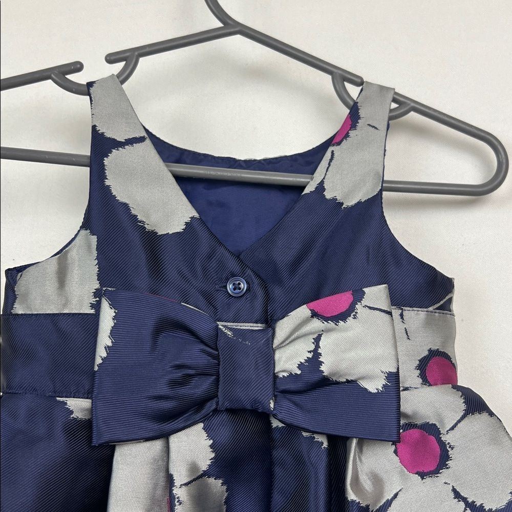 Janie and Jack navy with silver and pink flowers party dress size 3-6 months - Picture 6 of 12